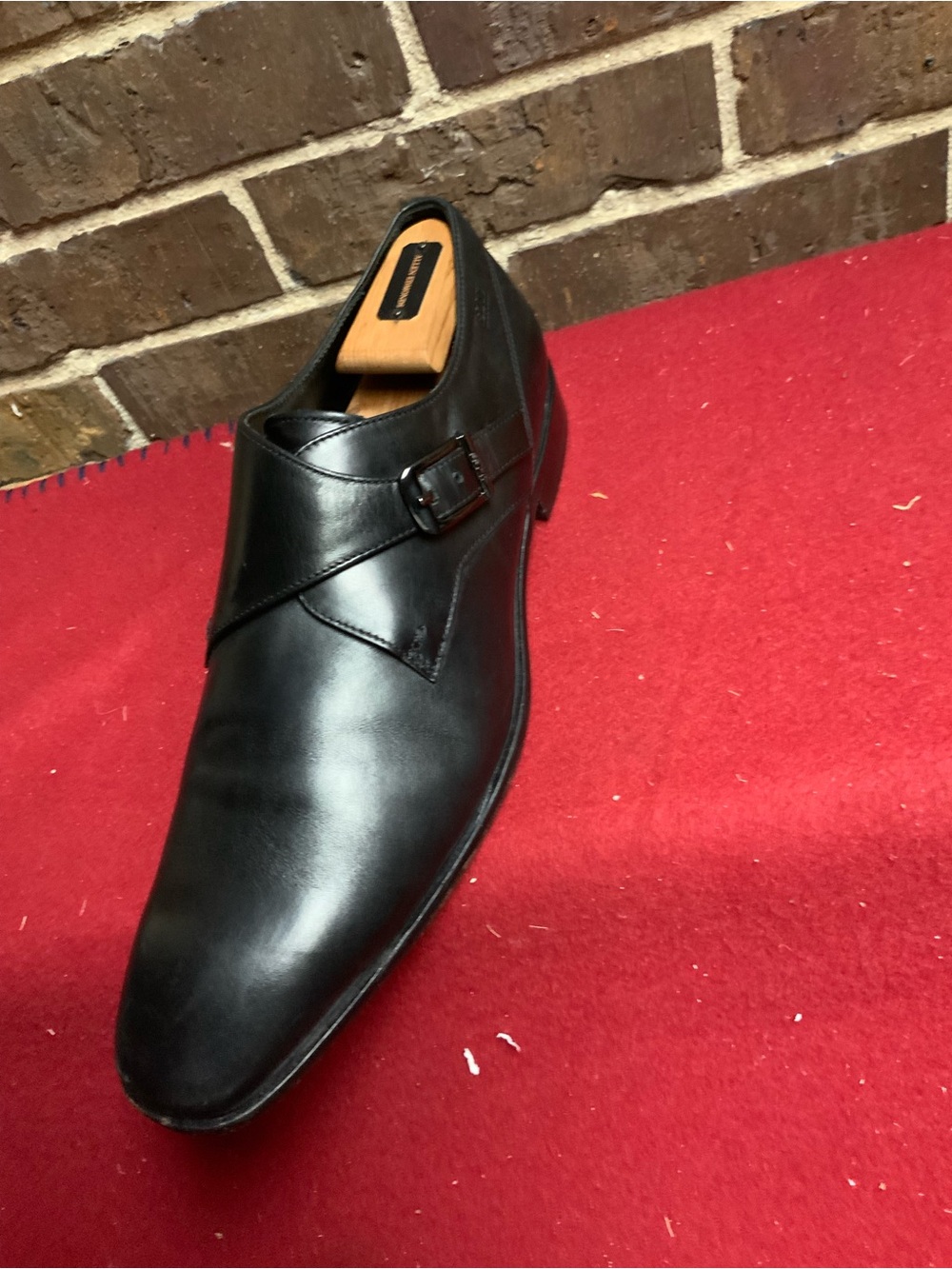 Men's Black Leather Single Monk Strap Dress Shoe